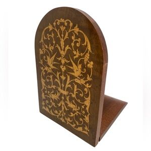 Vintage Bookend Folding Inlaid Wooden Birds Bookend Mid-Century